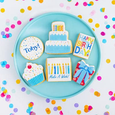 Hand-iced birthday cookies